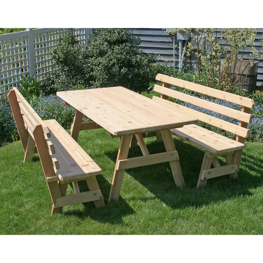 CreekVine Designs Red Cedar Classic Family Picnic Table w/Backed Benches