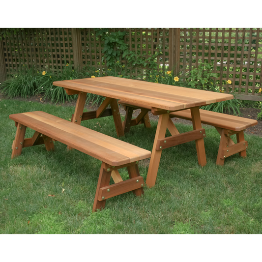 CreekVine Designs Red Cedar Classic Family Picnic Table w/Benches