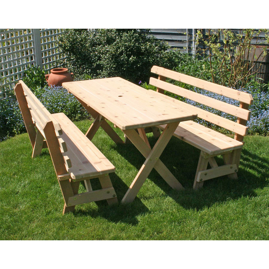 CreekVine Designs 27" Cedar Backyard Bash Cross Legged Picnic Table w/Backed Benches